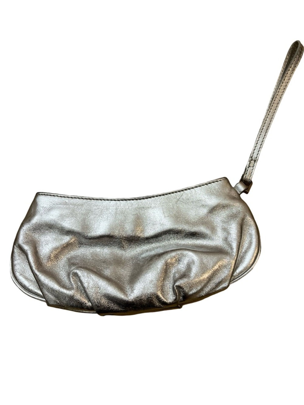 Maurizio Taiuti Metallic Silver Leather Wristlet